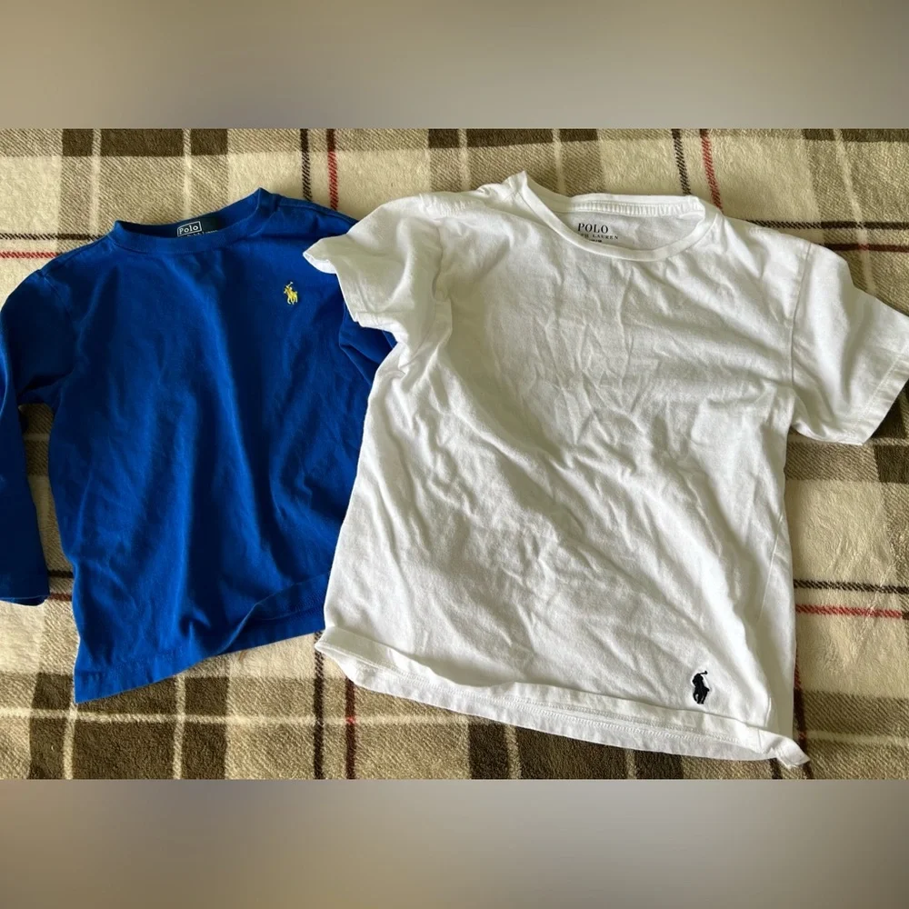 Ralph Lauren Boys Cotton Long & short sleeve tee’s blue and white